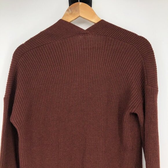 Dreamers by Debut Ribbed Knit Open Cardigan Pockets Brick / Rust Red / Orange XS - Picture 7 of 13